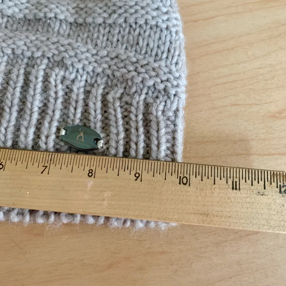 L’Atelier Du Sac Alpaca Blend Cozy Knit Beanie Hat Beige Oatmeal - Picture 6 of 8